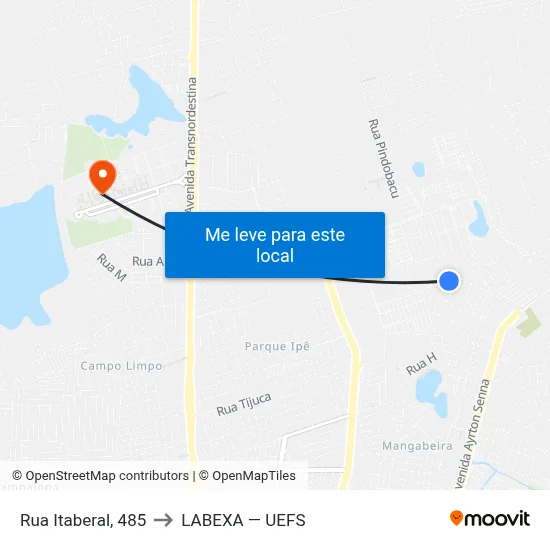 Rua Itaberal, 485 to LABEXA — UEFS map
