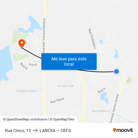 Rua Cinco, 12 to LABEXA — UEFS map