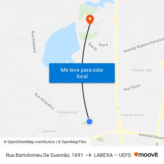 Rua Bartolomeu De Gusmão, 1691 to LABEXA — UEFS map