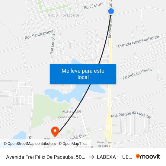 Avenida Frei Félix De Pacauba, 5000 to LABEXA — UEFS map