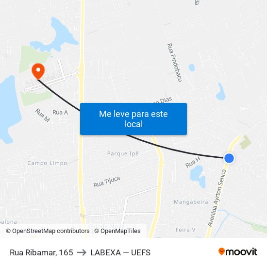 Rua Ribamar, 165 to LABEXA — UEFS map