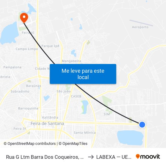 Rua G Ltm Barra Dos Coqueiros, 40 to LABEXA — UEFS map