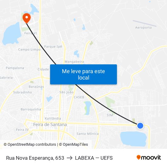 Rua Nova Esperança, 653 to LABEXA — UEFS map