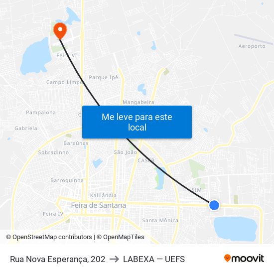 Rua Nova Esperança, 202 to LABEXA — UEFS map