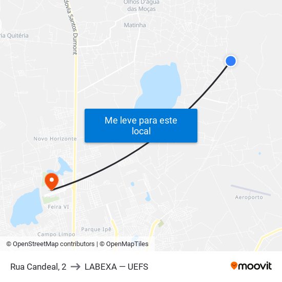 Rua Candeal, 2 to LABEXA — UEFS map