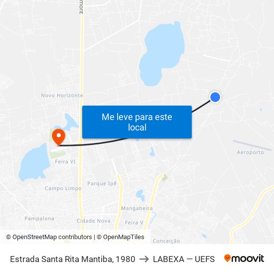 Estrada Santa Rita Mantiba, 1980 to LABEXA — UEFS map