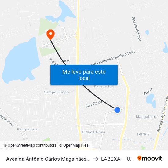 Avenida Antônio Carlos Magalhães, 1333 to LABEXA — UEFS map