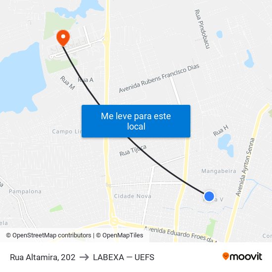 Rua Altamira, 202 to LABEXA — UEFS map