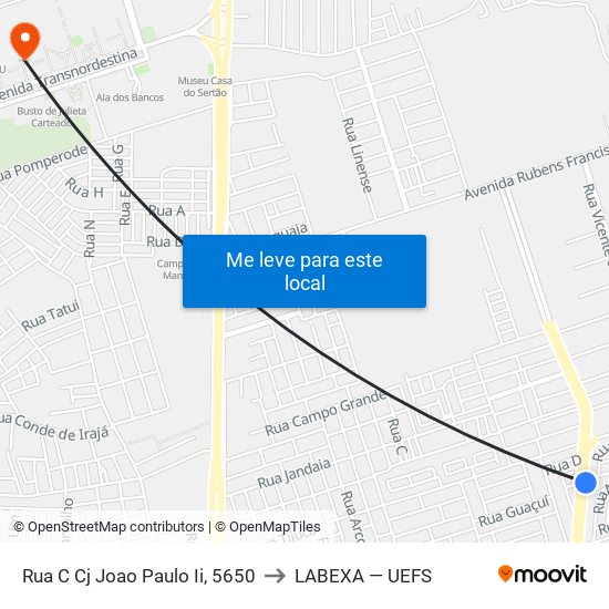 Rua C Cj Joao Paulo Ii, 5650 to LABEXA — UEFS map