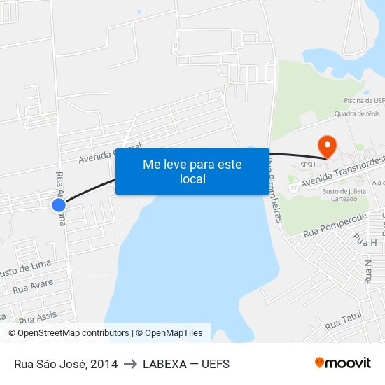 Rua São José, 2014 to LABEXA — UEFS map