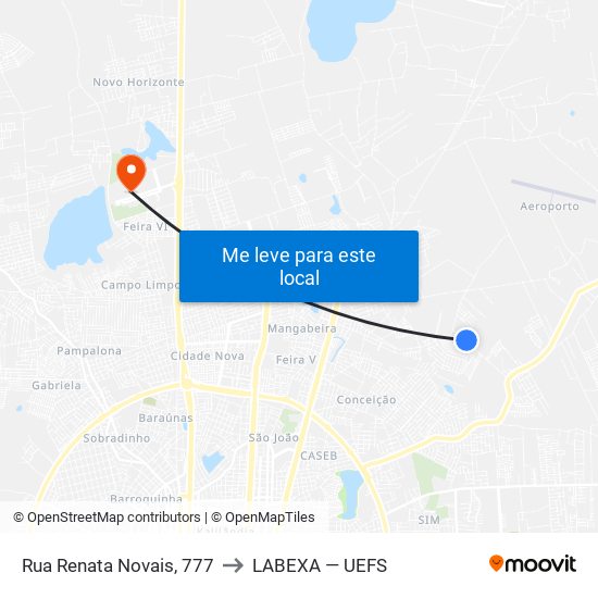 Rua Renata Novais, 777 to LABEXA — UEFS map