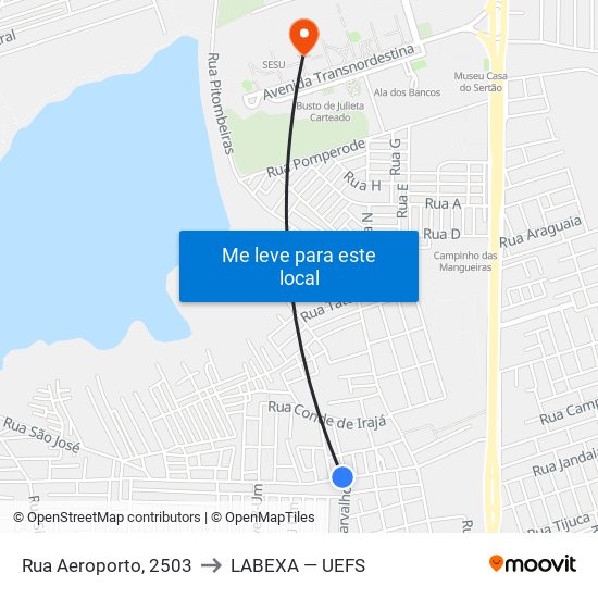 Rua Aeroporto, 2503 to LABEXA — UEFS map