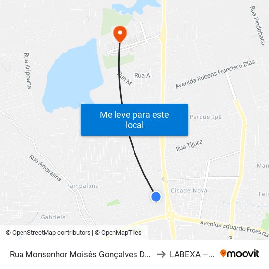 Rua Monsenhor Moisés Gonçalves Do Couto, 1130 to LABEXA — UEFS map