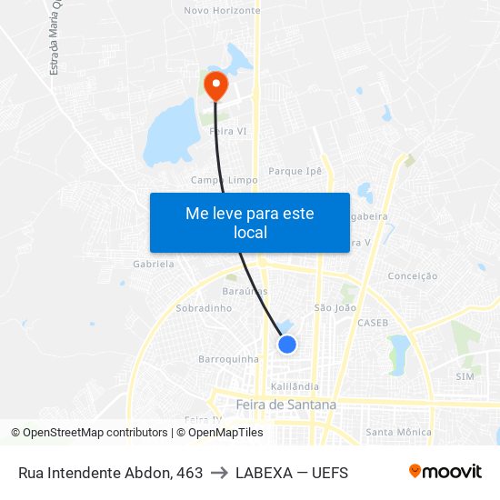 Rua Intendente Abdon, 463 to LABEXA — UEFS map