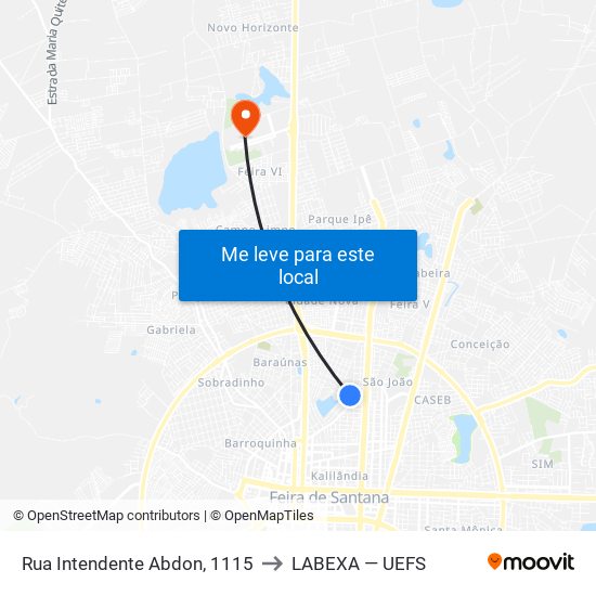 Rua Intendente Abdon, 1115 to LABEXA — UEFS map