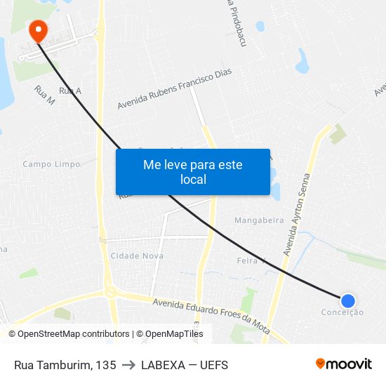 Rua Tamburim, 135 to LABEXA — UEFS map