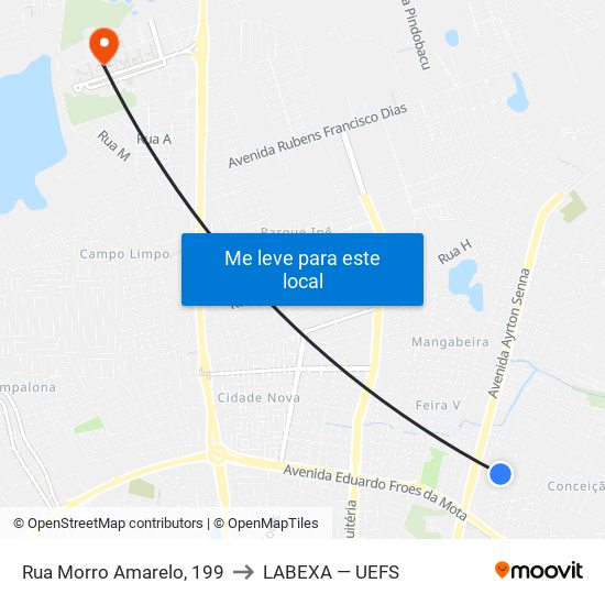 Rua Morro Amarelo, 199 to LABEXA — UEFS map