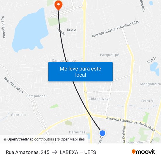 Rua Amazonas, 245 to LABEXA — UEFS map