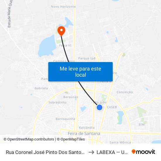 Rua Coronel José Pinto Dos Santos, 877 to LABEXA — UEFS map