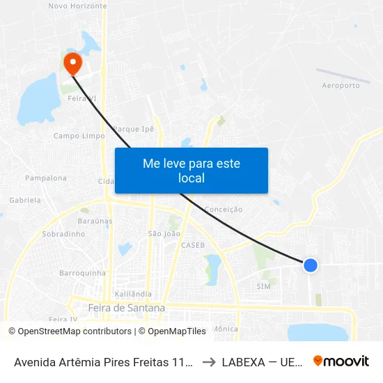 Avenida Artêmia Pires Freitas 1108 to LABEXA — UEFS map