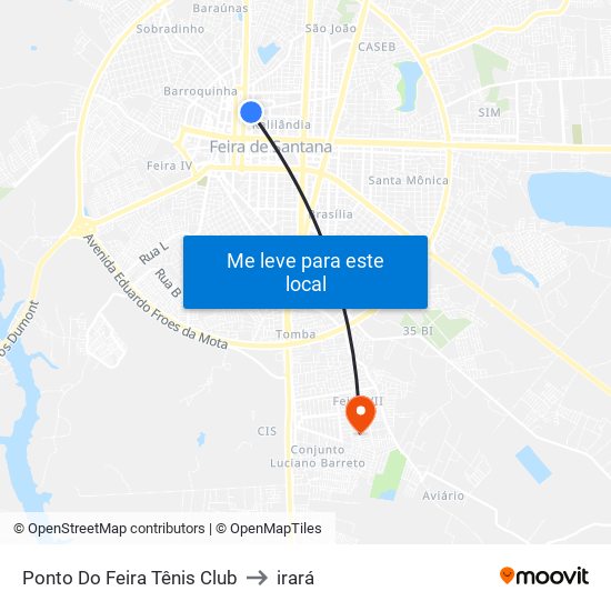 Ponto Do Feira Tênis Club to irará map