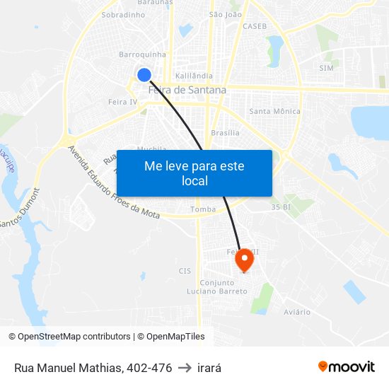 Rua Manuel Mathias, 402-476 to irará map