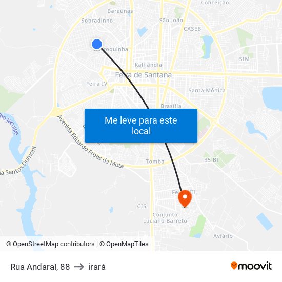 Rua Andaraí, 88 to irará map