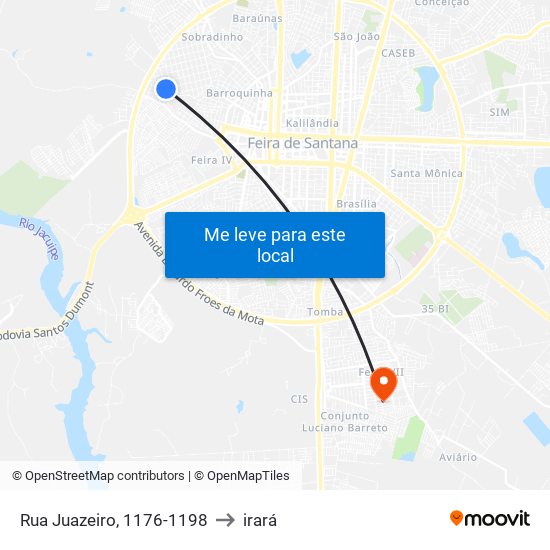 Rua Juazeiro, 1176-1198 to irará map