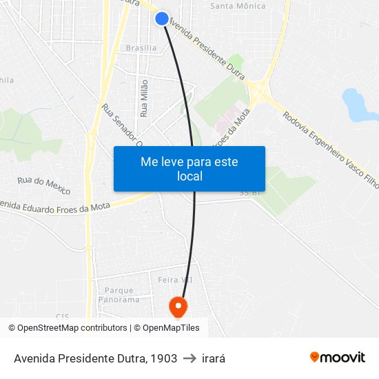 Avenida Presidente Dutra, 1903 to irará map