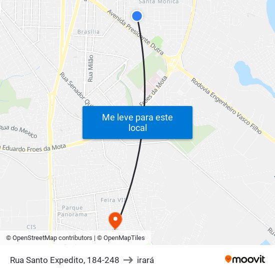 Rua Santo Expedito, 184-248 to irará map