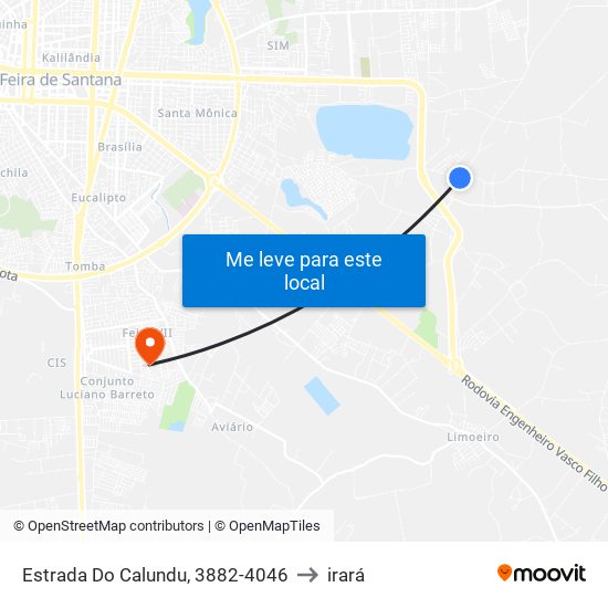 Estrada Do Calundu, 3882-4046 to irará map