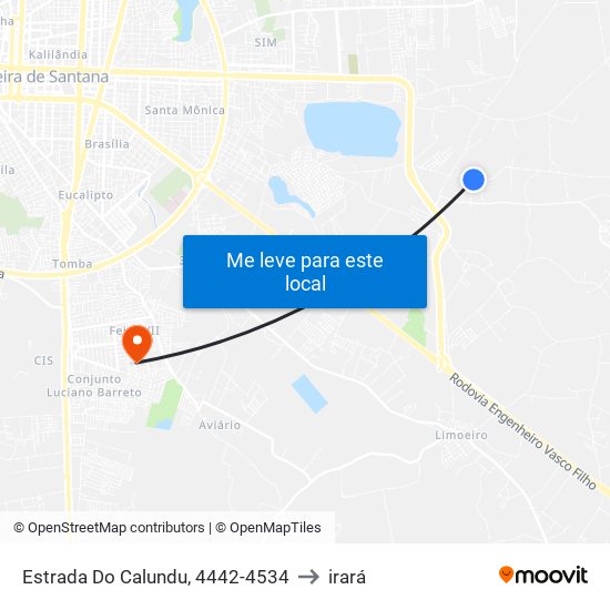 Estrada Do Calundu, 4442-4534 to irará map