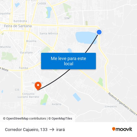 Corredor Cajueiro, 133 to irará map
