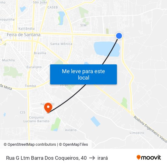 Rua G Ltm Barra Dos Coqueiros, 40 to irará map