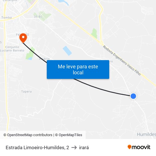 Estrada Limoeiro-Humildes, 2 to irará map