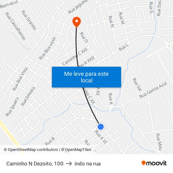 Caminho N Dezoito, 100 to indo na rua map