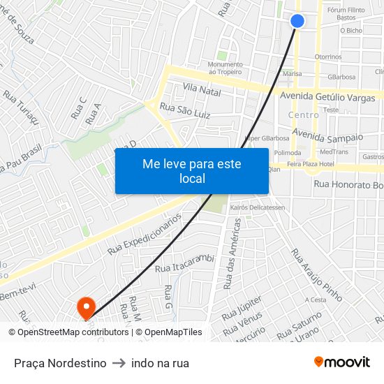 Praça Nordestino to indo na rua map