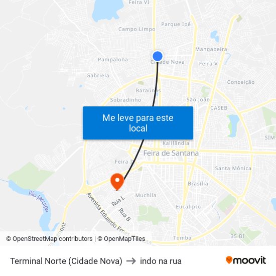 Terminal Norte (Cidade Nova) to indo na rua map