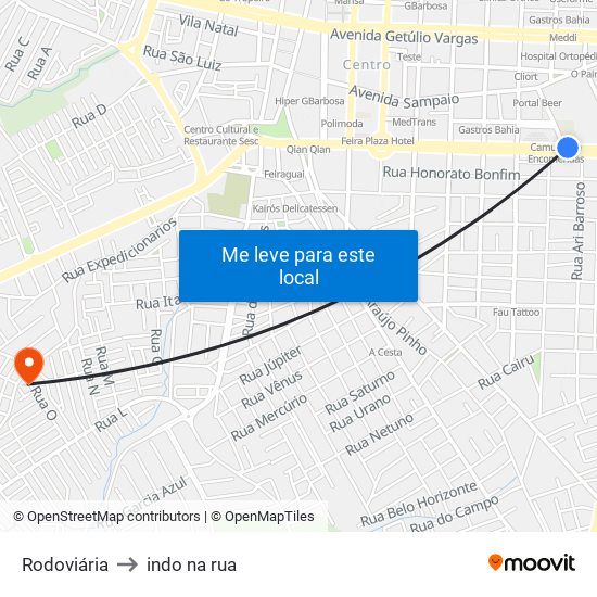 Rodoviária to indo na rua map