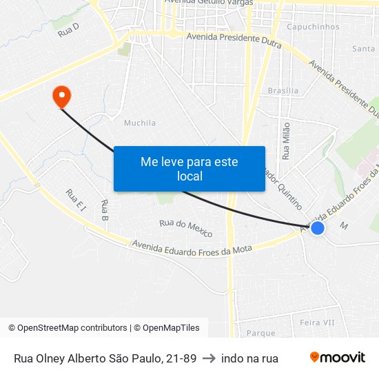 Rua Olney Alberto São Paulo, 21-89 to indo na rua map