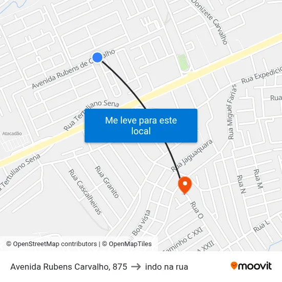 Avenida Rubens Carvalho, 875 to indo na rua map