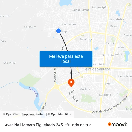 Avenida Homero Figueiredo 345 to indo na rua map