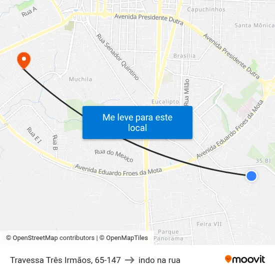 Travessa Três Irmãos, 65-147 to indo na rua map