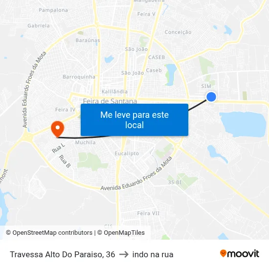 Travessa Alto Do Paraiso, 36 to indo na rua map