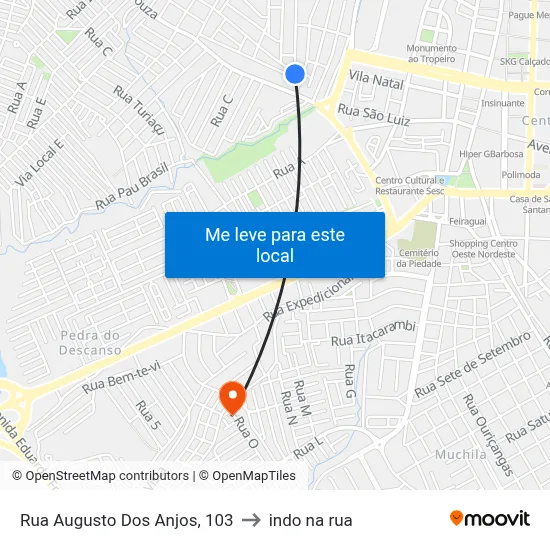 Rua Augusto Dos Anjos, 103 to indo na rua map