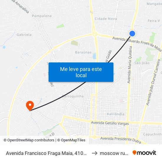 Avenida Francisco Fraga Maia, 4101-4119 to moscow russia map