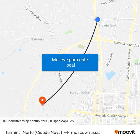 Terminal Norte (Cidade Nova) to moscow russia map