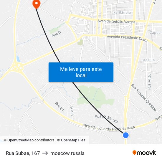 Rua Subae, 167 to moscow russia map