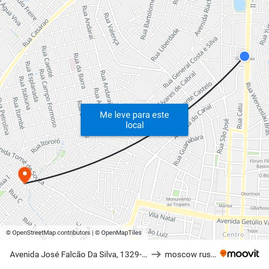 Avenida José Falcão Da Silva, 1329-1331 to moscow russia map