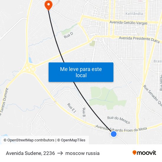 Avenida Sudene, 2236 to moscow russia map